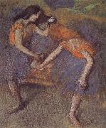 Edgar Degas Two dance wear yellow dress Spain oil painting reproduction